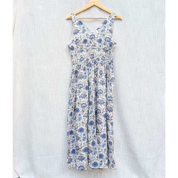 NWT  Caroline Constas Blue Floral Cotton/Modal Sleeveless Midi Dress, size M - Picture 3 of 12